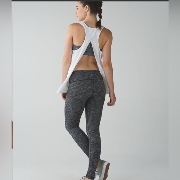 Lululemon Wunder Under Pant III Coco Pique Black White Yoga Athleisure legging 6 - Picture 1 of 3